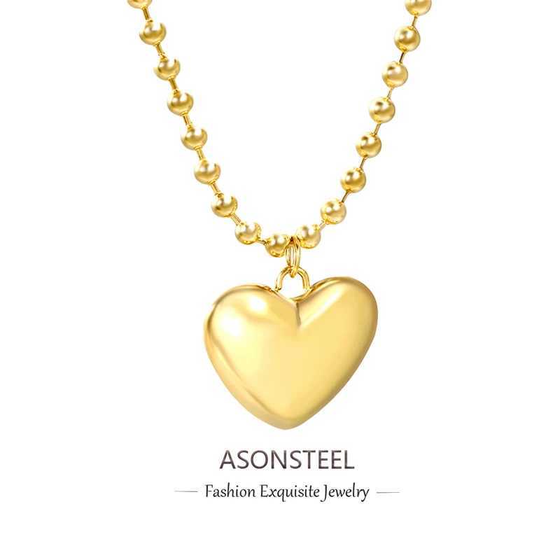 ASONSTEEL Romantic Heart Pendant Necklace Suitable for Women High Quality Gold Stainless Steel Metal Fashion Valentines Day Gift W250318