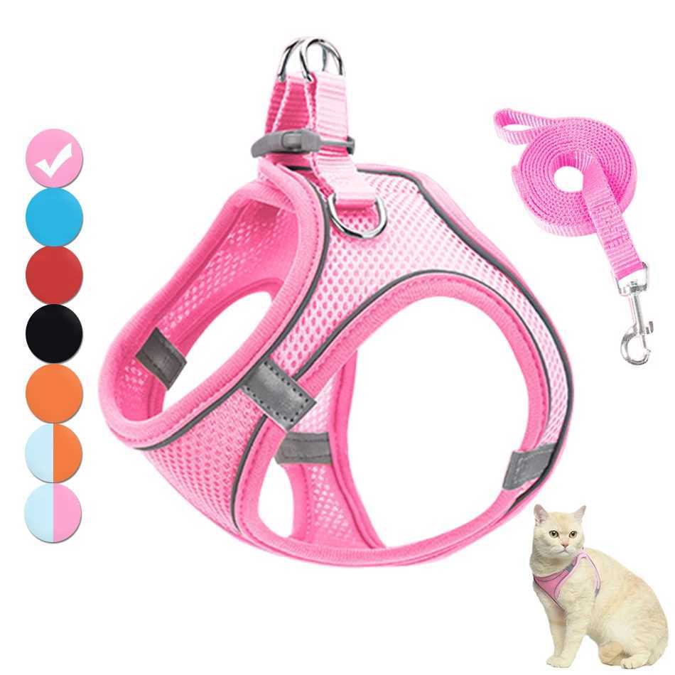Cat Harness Reflective Pet Harnesses And Leashes Set Adjustable Pet Harness for Cats Small Dogs Pug Chihuahua Cat AccessoriesT250318