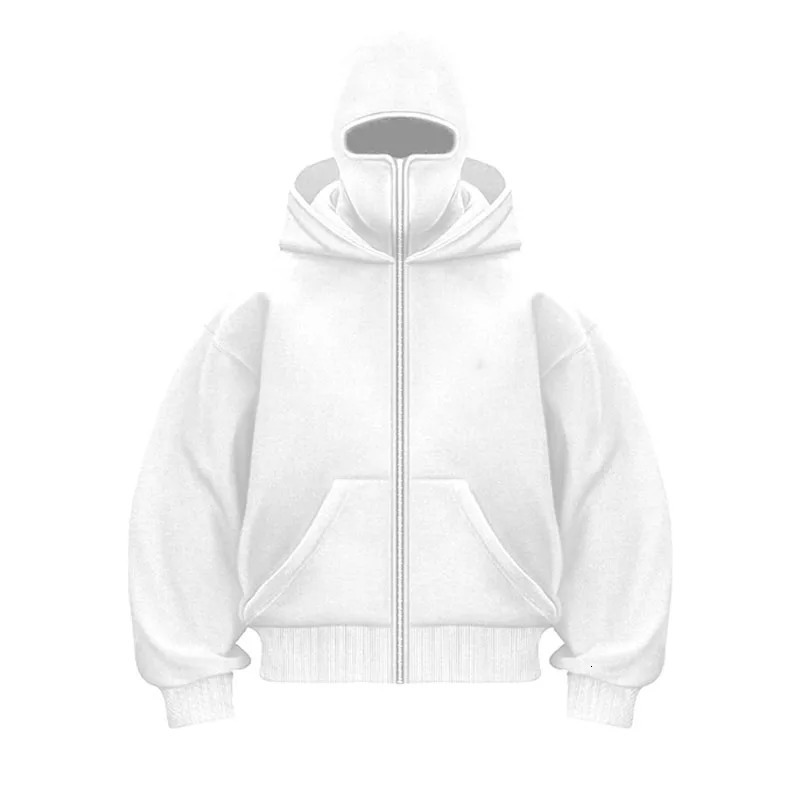 Y2K Gothic Harajuku Double Hat Sportswear Winter Hoodie Ninja Mask Loose and Versatile Winter Windproof Hoodie 250318