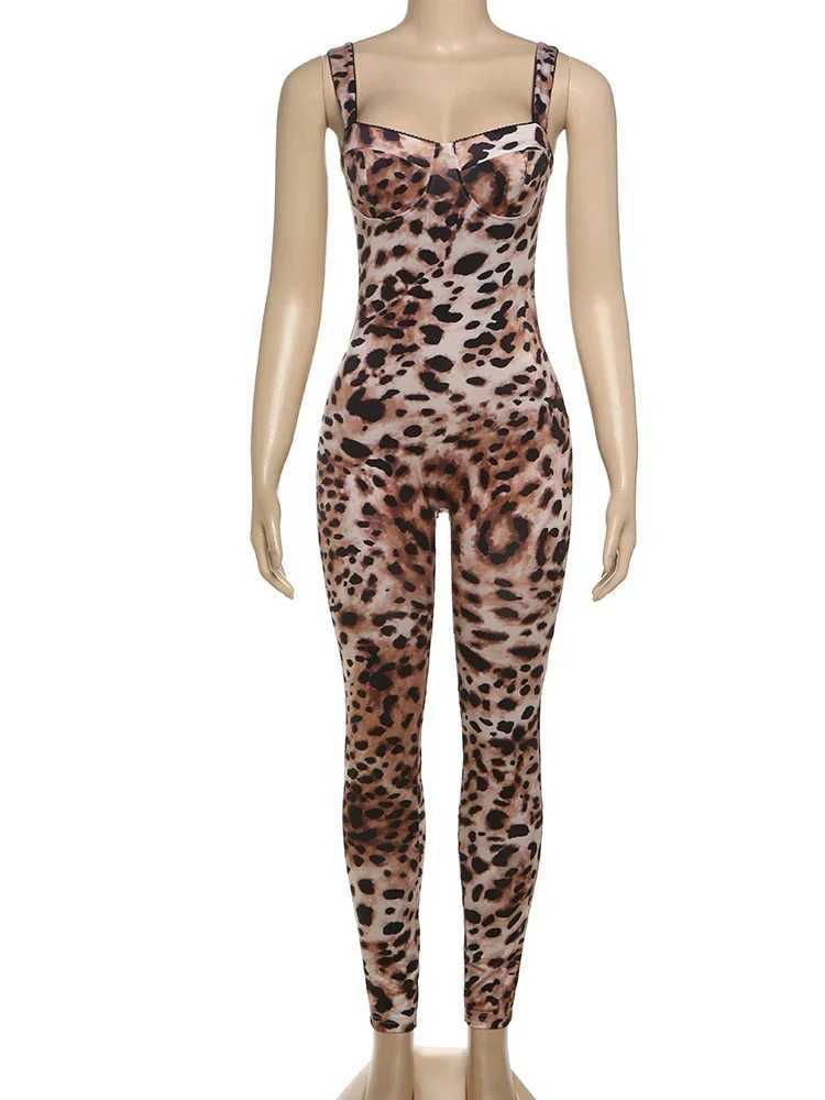 Leosoxs sexy jumpsuit womens Sveless 2025 sexy trend Leopard Print Sveless Strt Fit Stretch Activity Workout Overalls X250318