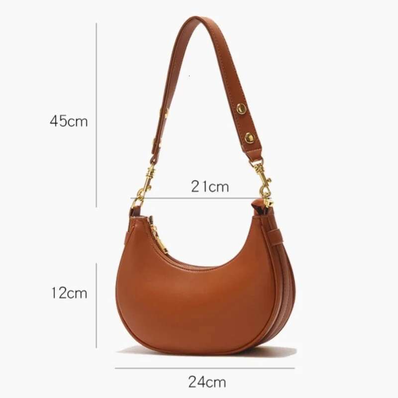 Fashion Half Moon Hobo For Women 2024 Soft Pu Leather Zipper Underarm Quality Shoulder Bag Casual Shopper Female