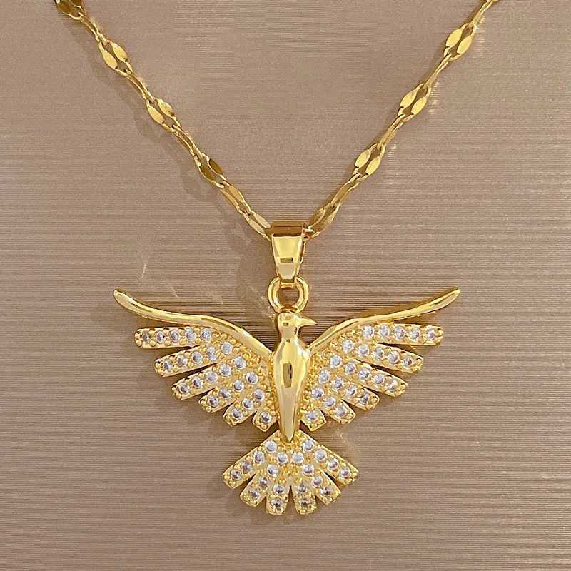 DIEYURO 316L StainlESS Steel Phoenix Pendant Necklace for Female Girls 2023 New Trend Necklace Chain Jewelry Gift Party W250318