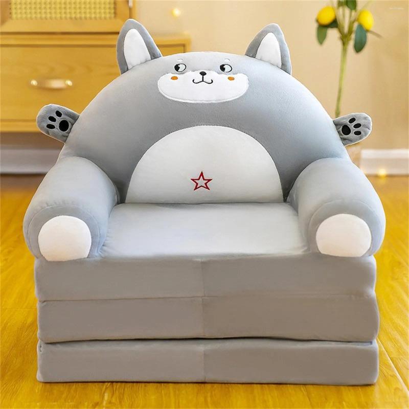 Pillow Plush Sofa Backrest Armchair 2 In 1 Foldable Cute Cartoon Lazy Children Flip Open Bed For Bedroom Folding No filling material