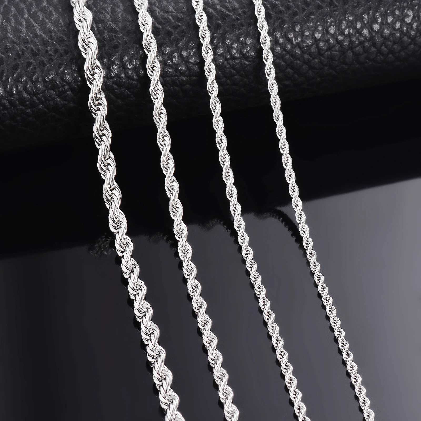1 piece Steel Color Width 2mm/2.5mm/3mm/4mm/5mm/6mm Rope Chain Necklace/Bracelet For Men Women Stainless Steel Chain Necklace W250318