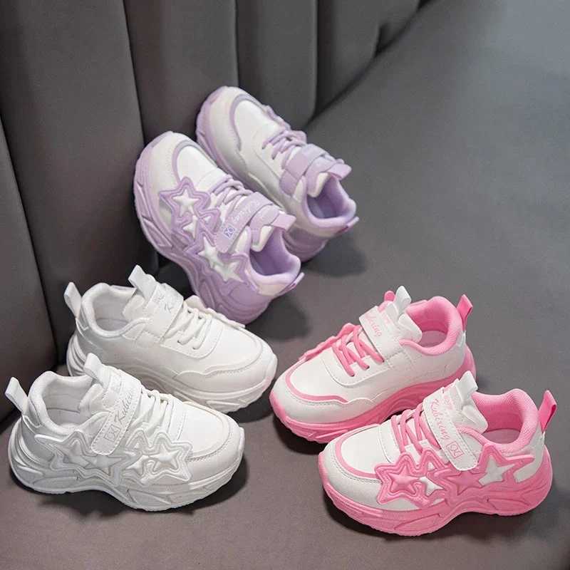 Children Casual Shoes for Girls Fashion Classic with Stars Girls Sports Running Sneakers Breathable PU + Rubber Anti-skid Soft W250318