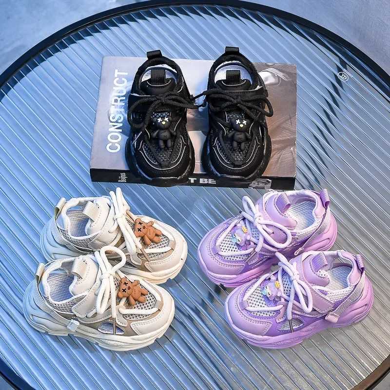 Size 21-36 childrens shoes 2024 summer breathable mesh childrens sports shoes unisex boys and girls casual sports shoes black beige purple W250318