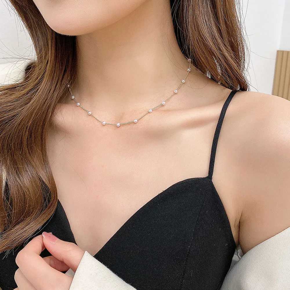 Bead Womens Necklace Kpop Pearl Lace Gold Gothic Necklace Pendant Jewelry 2024 Girls Necklace W250318