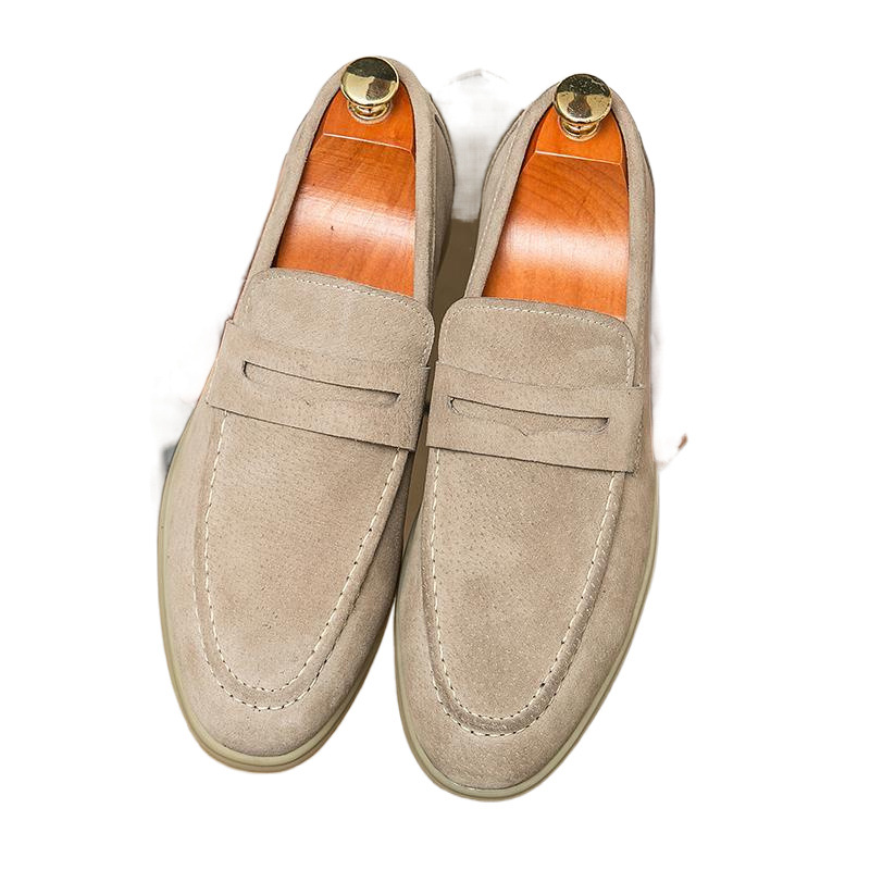 new Men's large-size casual leather shoes fashionable slip-on loafers trendy simple formal business leather shoes