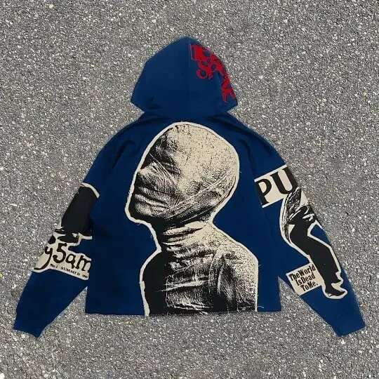 Y2k Goth Style Hoodie Men Retro Mummy Large Print Oversized Pullovers Loose Haruku Hip Hop Streetwear Gothic Sweatshirt New