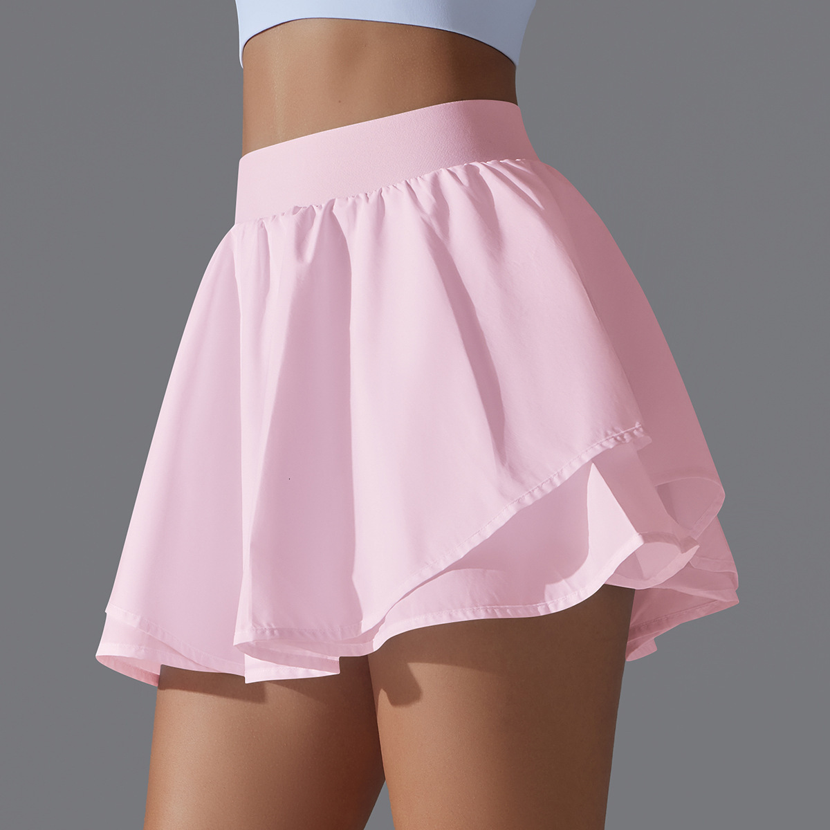 New tracksuit solid color double-layer pocket tennis skirt sexy tight fitting high elasticity sports running fitness yoga shorts for women leggings