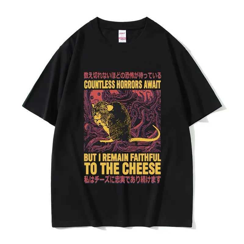 Funny Cheese Devouring Machine Japanese Graphic T-shirt Mens Retro Fashion O-neck Oversized T-shirt Y2k Unisex 62408XJ250318