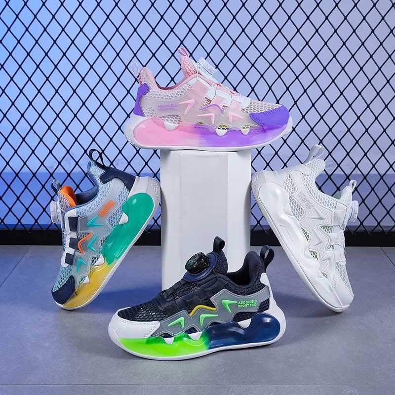 Boys and girls summer single net rotary buckle glow-in-the-dark sneakers Breathable walking shoes 2313 W250318
