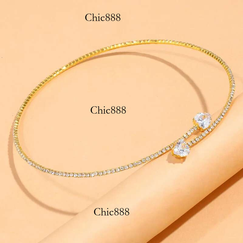 Fashion Rhie Heart Choker for Women Simple Open Collar Necklace Torques Jewelry Accessories