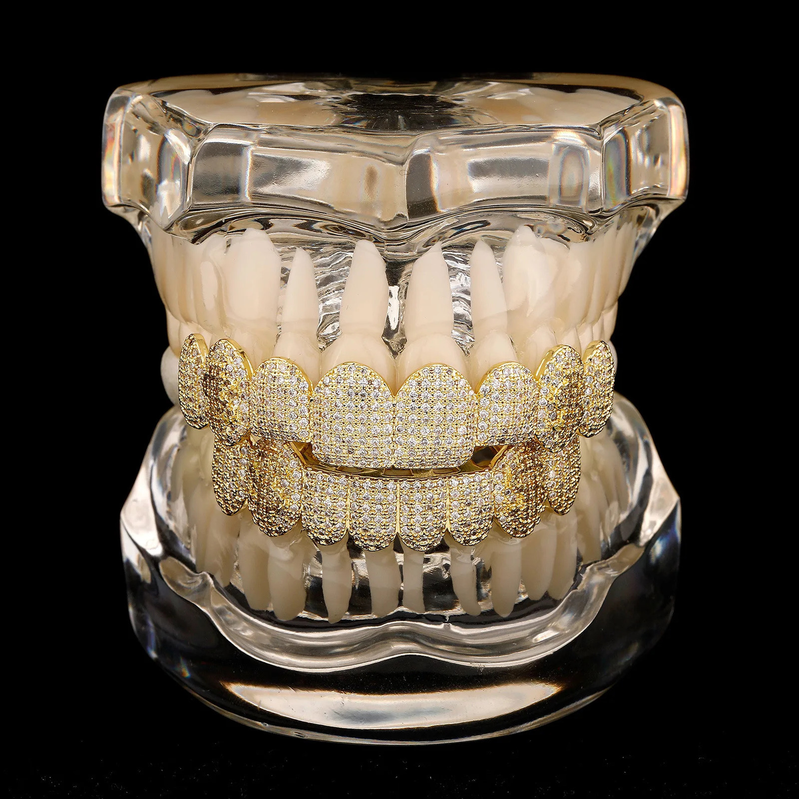 RACHELZ Iced Out CZ Stone Dollars Teeth Gold Silver Color Cubic Zircon Tooth Caps For Women Men Jewelry 250318