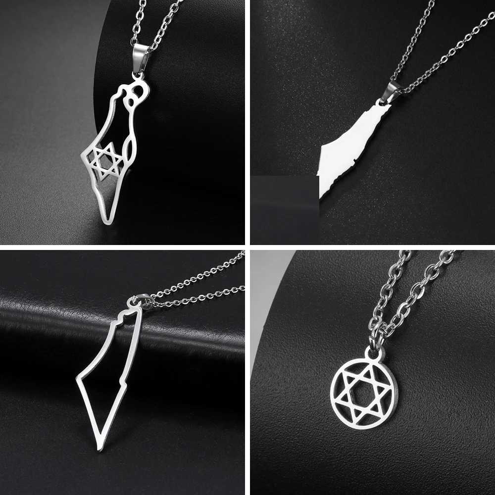 Teamer Israel Map Star David Pendant Necklace Mens Je Stainless Steel Necklace Ethnic State Jewelry Wholesale W250318