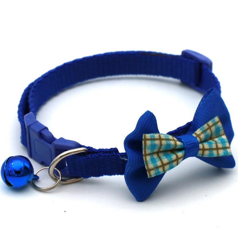 Cute Pet Collar Adjustable Buckle Plaid Bow Tie Colorful Dog Puppy Cat Collars With Bell Accessories Adjustable Pet Dressing Tools ni125