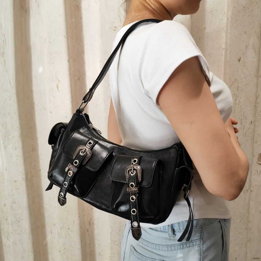 Y2K Korean Wenyuan Su retro gothic black shoe bag fashionable and elegant punk wallet handbag trend handbag Y250318