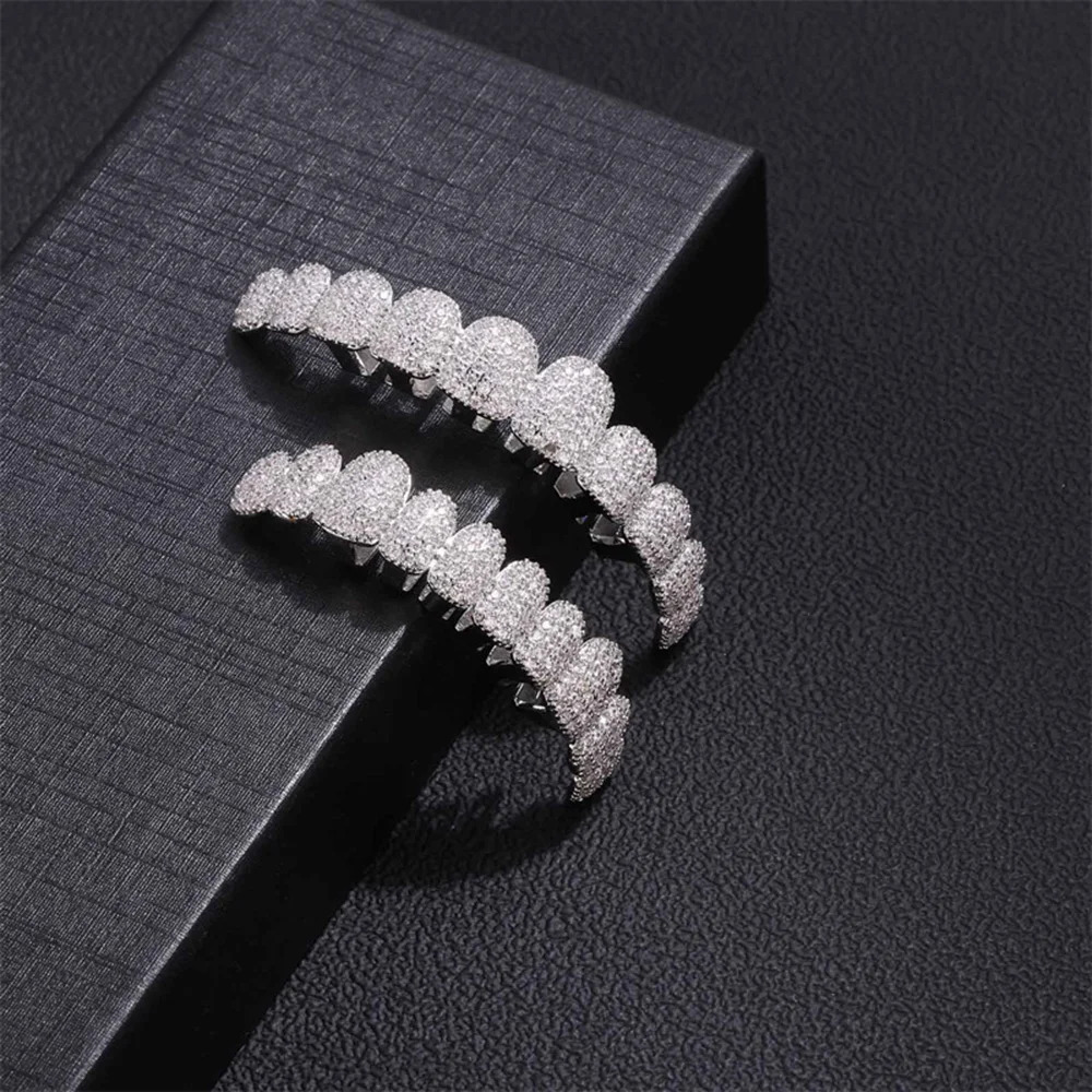RACHELZ Hip Hop 10/10 CZ Stone Teeth 14K Gold Plated Shiny Cubic Zircon Tooth Caps Dental Grills For Men Women Cosplay 250318
