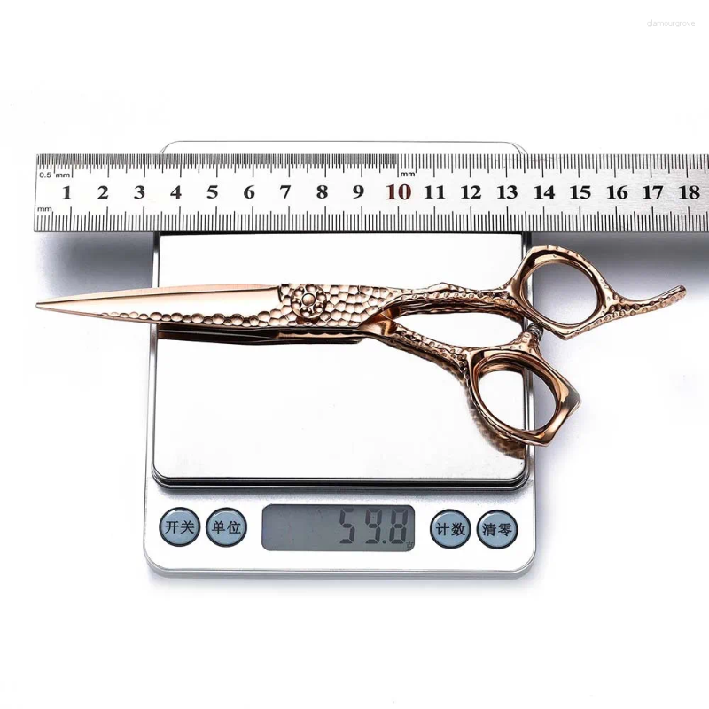Rose Gold Hair Scissors Set Professional Cutting Shears For Salon Thinning Blending Straight Fringe Sharp Durable S2563