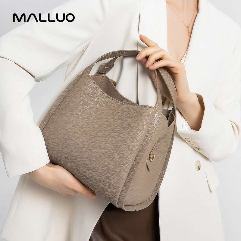 Women's Cowhide Genuine Leather Shoulder Bag Female Fashion Designer Handbags Ladies Commuting Large Capacity Bucket Bags