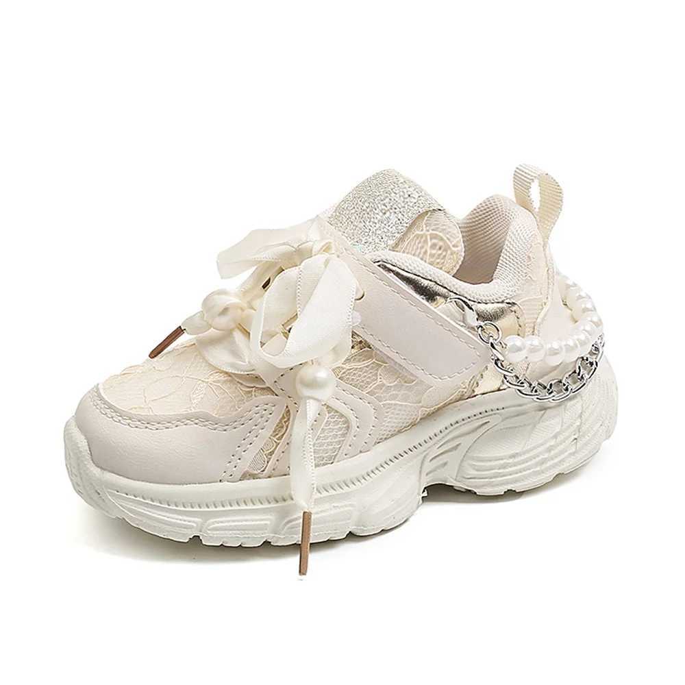 Childrens Shoes 2024 New Toddler Girls Sport Shoes Pearl Soft Sole Breathable Outdoor Tennis Fashion Kids Sneakers EU21-30XJ250318
