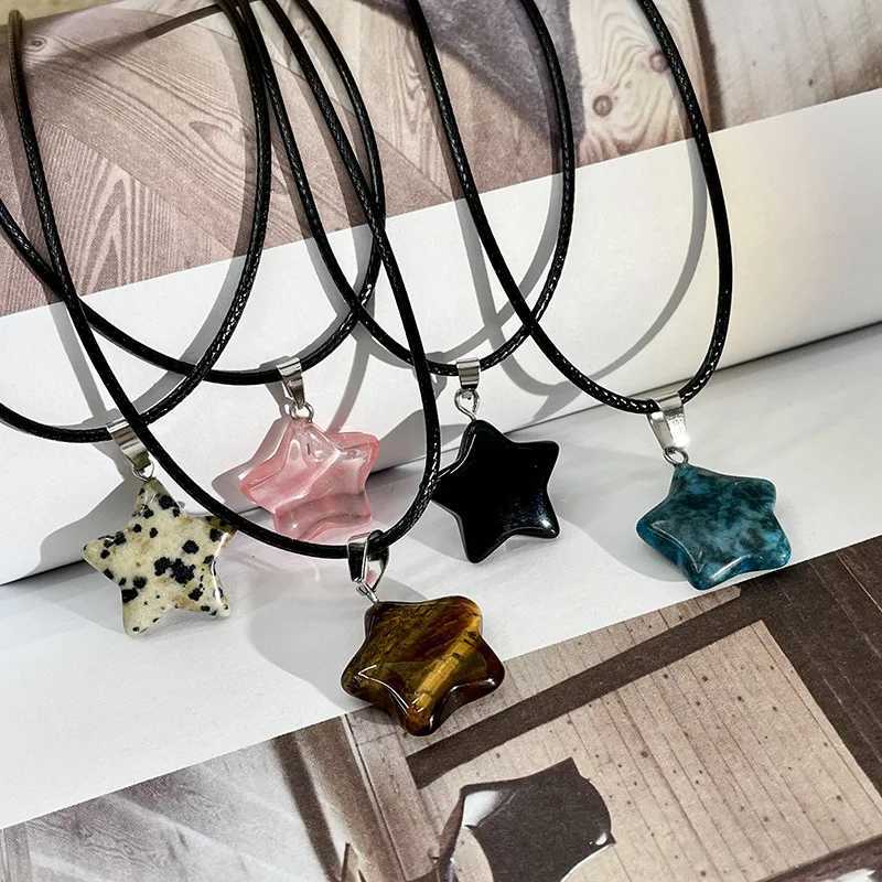 Pentagram Star Crystal Pendant Necklace Sacred Treatment Gemstone Natural Stone Pendant Womens Necklace Crystal Treatment W250318