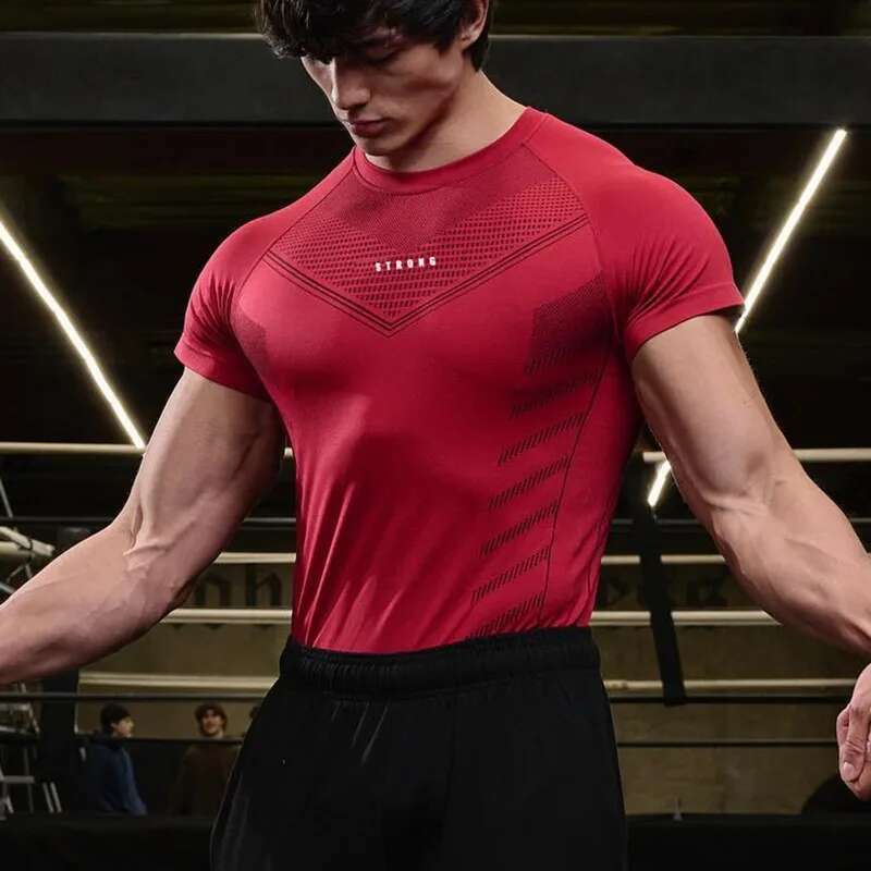 Men's Summer Casual Gym Fiess Sports Skinny Compression T-Shirt Quick Dry Short Sleeve Tee Running Workout Sweatshirt Clothing