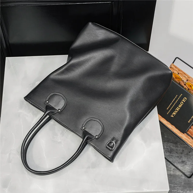 Leather mens shoulder bag fashionable mens handbag Korean mens briefcase 250317