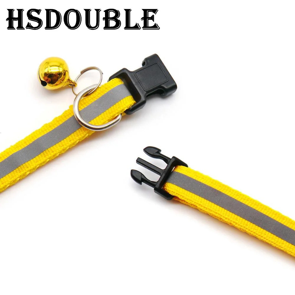 2 piecespack of 12 color reflective adjustable cat and dog collars with bells pet supplies 250318