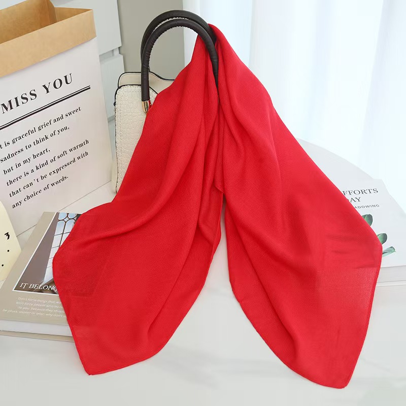 K160 New solid color cotton and linen scarf women's silk scarf square scarf high-end literary and versatile thin long silk scarf shawl