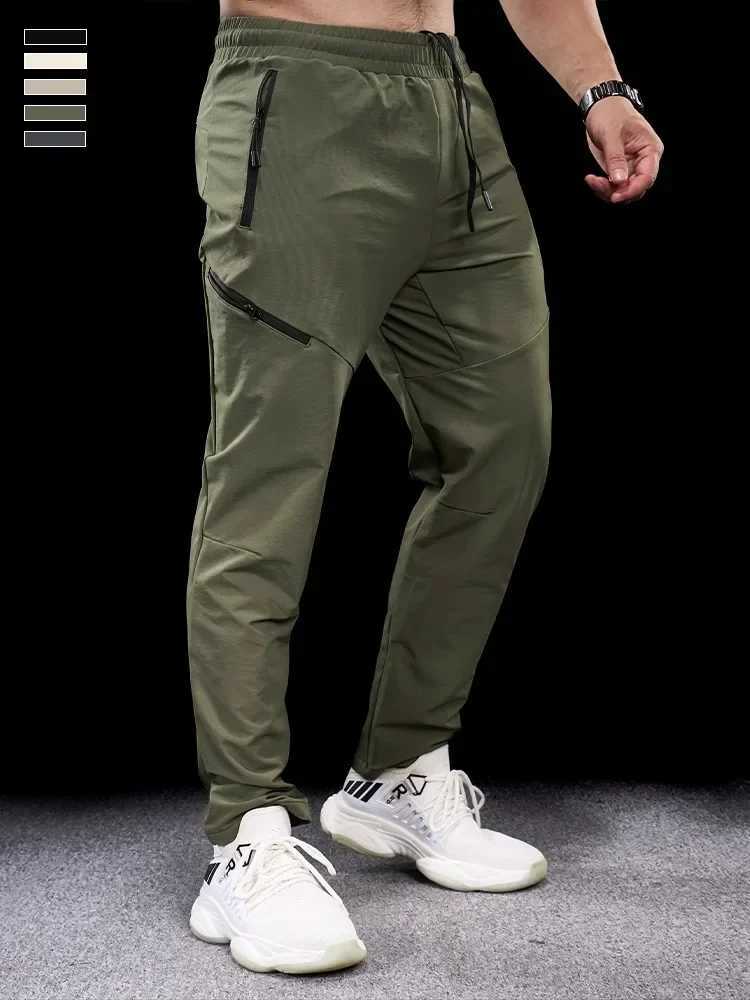 New Autumn Winter Men Quick-drying Sports Casual Trousers Gym Fitness Running Training Clothes Micro-elastic Zipper Pocket Pants W250318