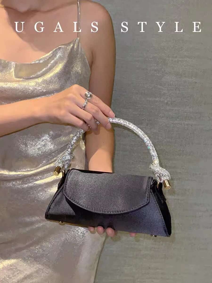 Fashion Women's Handbag Satin Square Glitter Shiny Dia Handle Evening Wedding Party Clutch Purse Shoulder Bag