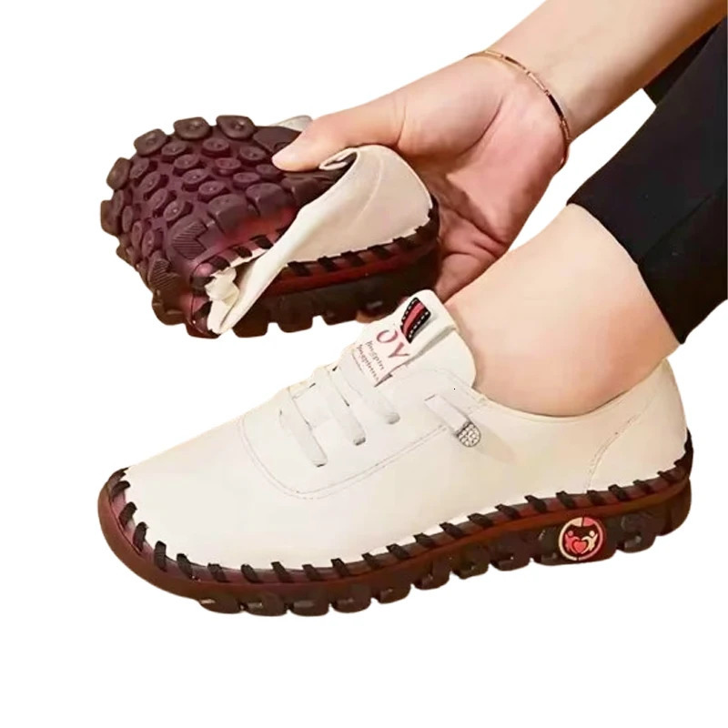 Sneakers Women Shoes Loafers Lace Up Leather Flat Spring Casual comfortable Mom Shoe Mujer Zapatos Chaussure Femme 250318