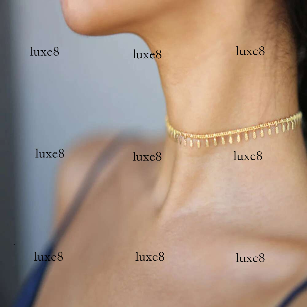 Fashion Gold Color Tassel Pendant Chain For Women Bohemia Punk Short Choker Necklace Jewelry Accessories