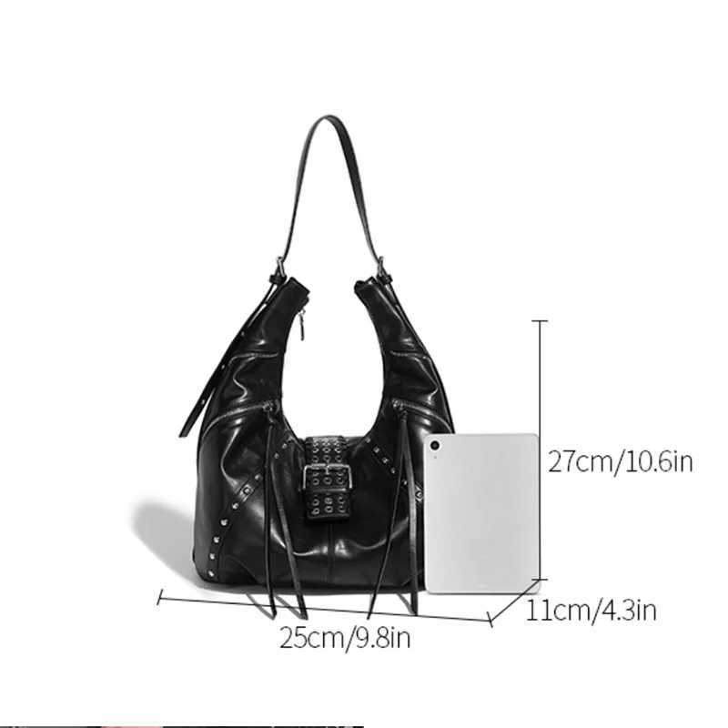 Niche Trend Hot Girl Motorcycle Bag Ladies Large Capaci Versatile Handbag Fashion Retro Shoder Horn Bag Underarm Bags Z250318