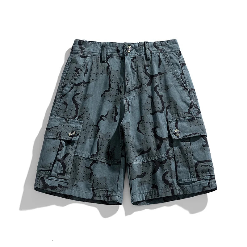 Fashion Street cargo shorts mens summer loose straight casual fully matched fashionable printed cut pants 250317