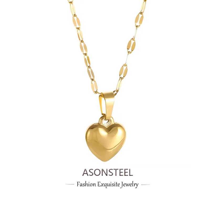 ASONSTEEL Sweet Romantic Heart Pendant Necklace For Women Stainless Steel Metal Gorgeous Wedding Gift Y2K Jewelry W250318