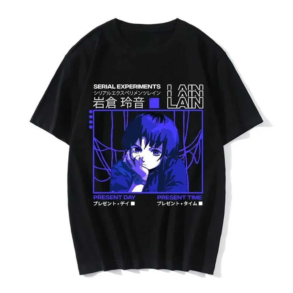 Anime series experiment Lain T-shirt womens graphic T-shirt Iwakura manga girl science fiction short sleeved T-shirt womens top Y2k topXJ250318