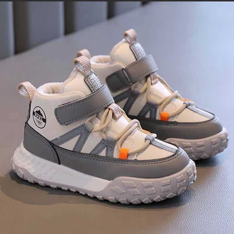 Childrens sports shoes autumn and winter boys sports shoes girls plush cashmere warm lining casual shoes Studnet shoes teenagers running apartments W2