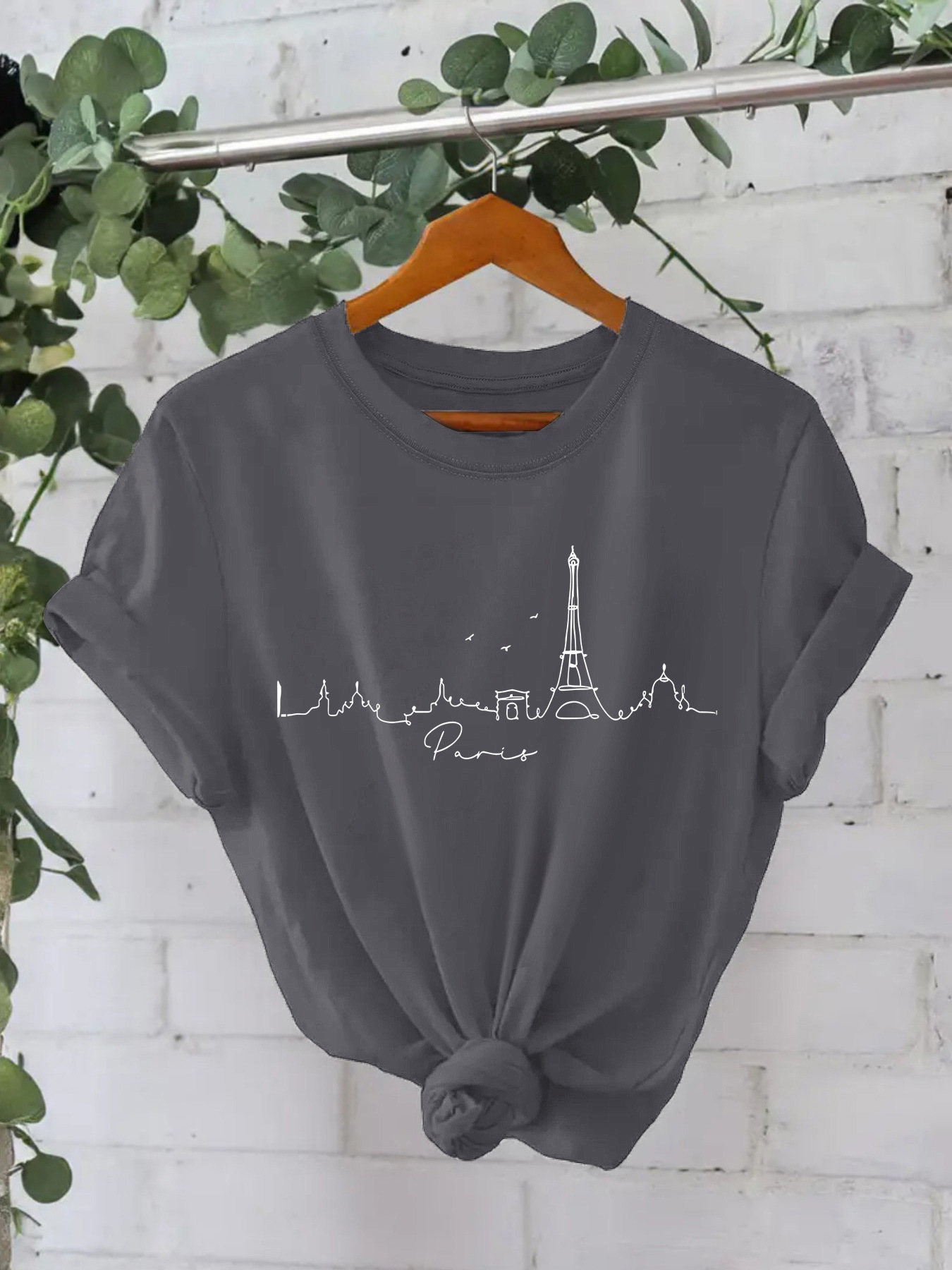 Women's T Shirts Cotton T-shirt with European and American summer short sleeved round neck and American pattern printed T-shirt