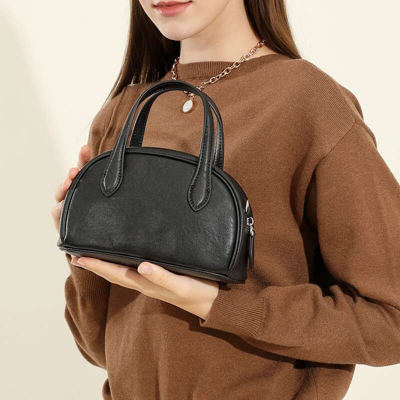 Toptrends Cow Genuine Leather Bowg Small Tote Handbags For Women 2025 Designer Purses Ladies Shoulder Crossbody Bags