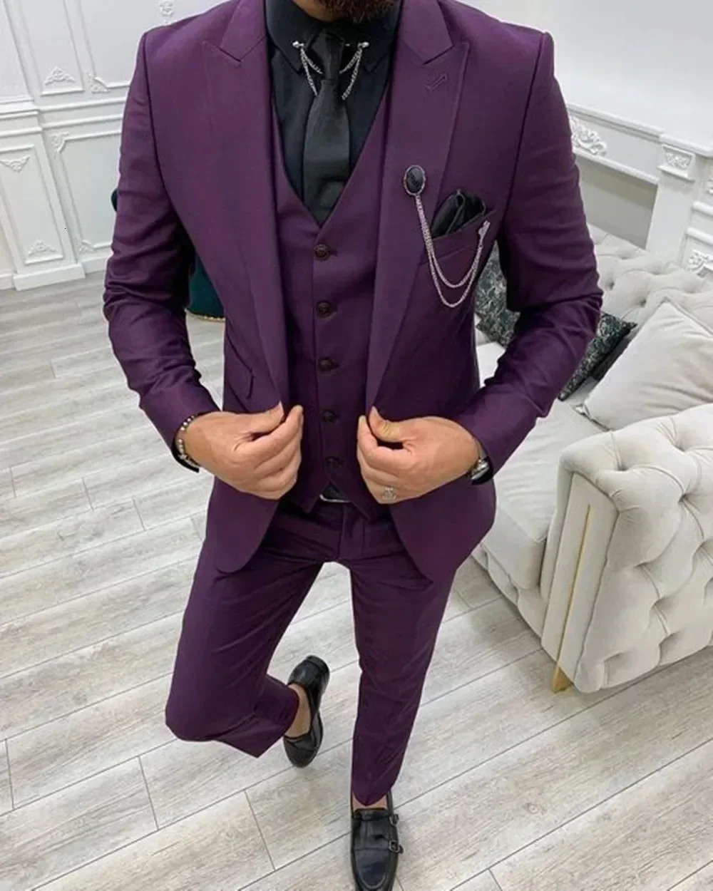 Green Lapel Slim Fit Men Suits 3 Pieces Tuxedos Suit Men Blazer Sets Groom Wedding Prom Costume Men 250224
