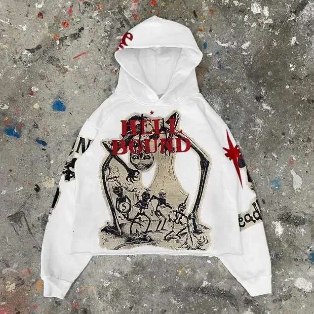 Y2k Goth Style Hoodie Men Retro Mummy Large Print Oversized Pullovers Loose Haruku Hip Hop Streetwear Gothic Sweatshirt New