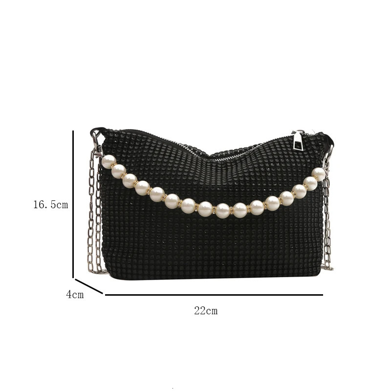 Pearl Full Rhinestone Delicate Handbag Fashion Shiny Gold Party Dinner Bag Shoulder Bag Elegant Silver WomenS Phone Money Purse R250318