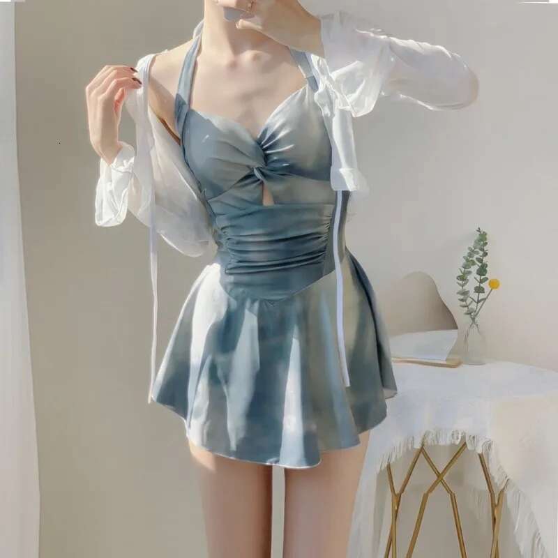 Women's one-piece swimsuit, conservative style, spicy girl style, collar skirt, belly and end coverage, new collection 2024