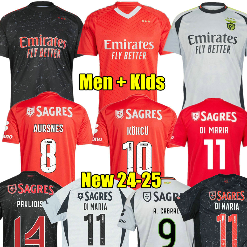 PAVLIDIS 24 25 26 BenficaSE DI MARIA Soccer Jerseys 2024 2025 AKTURKOGLU KOKCU BESTE AMDOUNI FLORENTINO A.CABRAL men kids kit sets football shirts