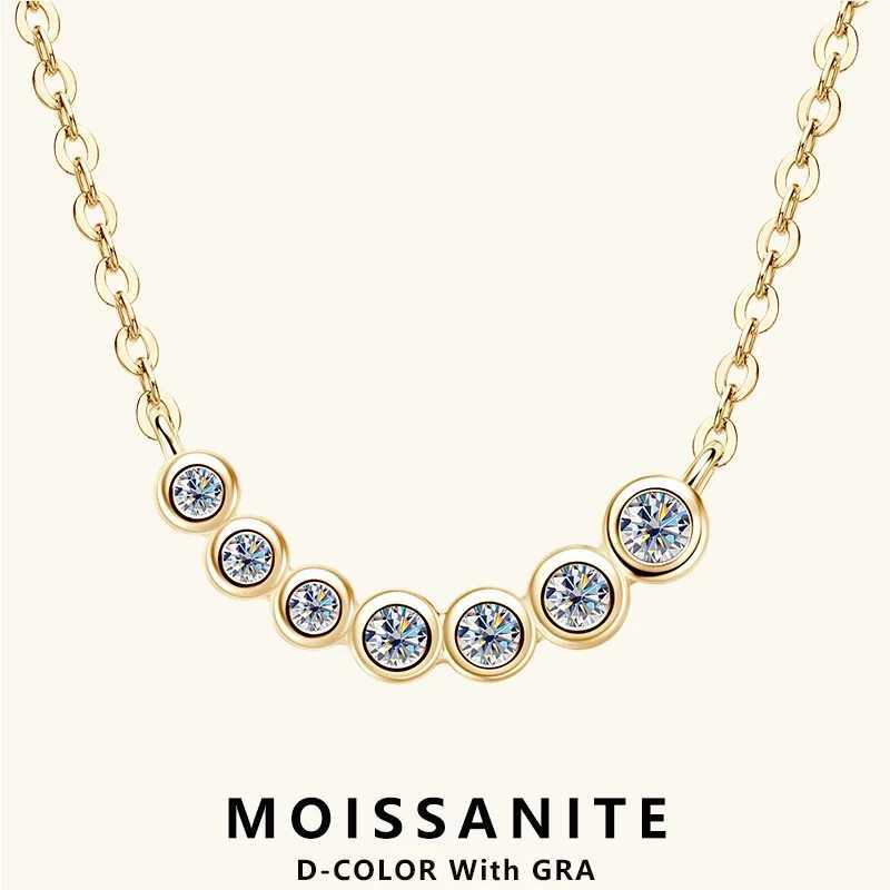 Necklace MUJI 925 sterling silver inlaid necklace suitable for women exquisite 7-stone Moissanite pendant necklace jewelry W250318