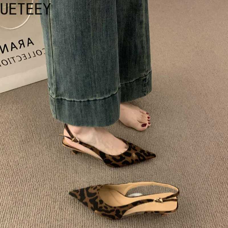 Summer Pointed Toe Thin Heel Wen Sandals Fi Leopard Print Womens Striptease Party Sandals Y250317