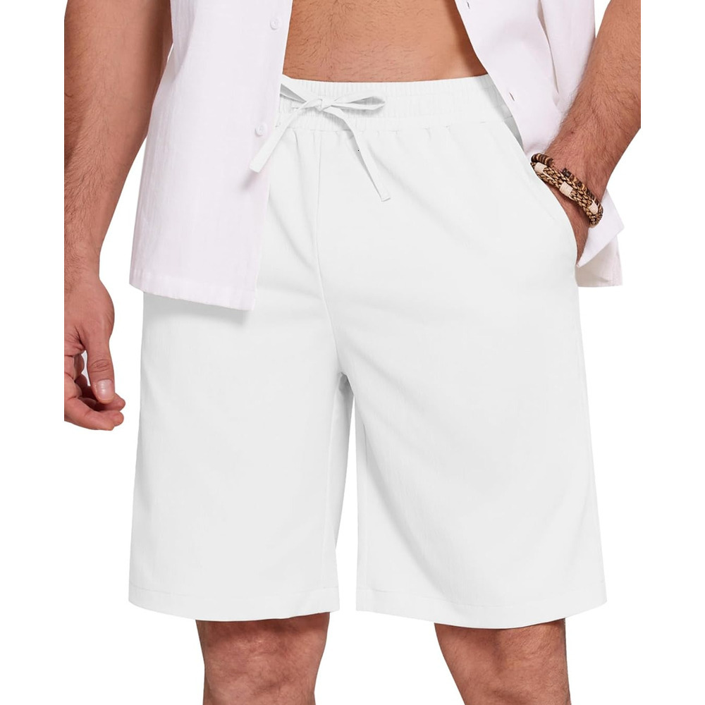Mens Casual Beach Shorts Summer Elastic Waist Shorts Lightweight Drawstring Golf Shorts Fashionable solid color