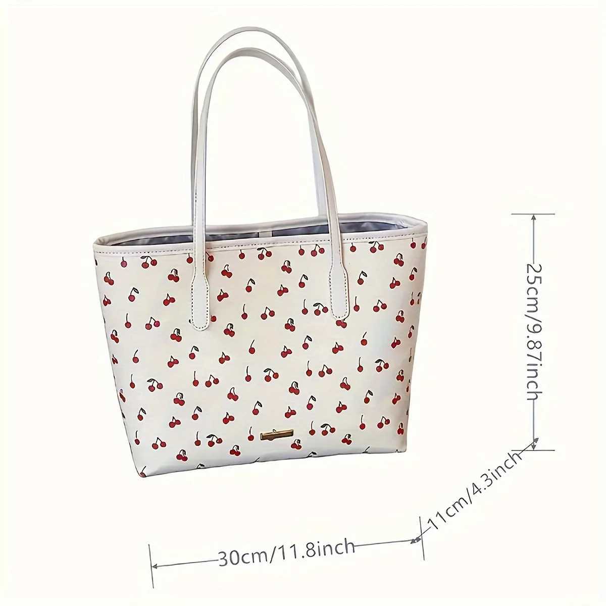 Chic ry Print PU Tote Bag For Wen Fiable Shoder Bag Large Capacity Cmuter Handbag Z250318